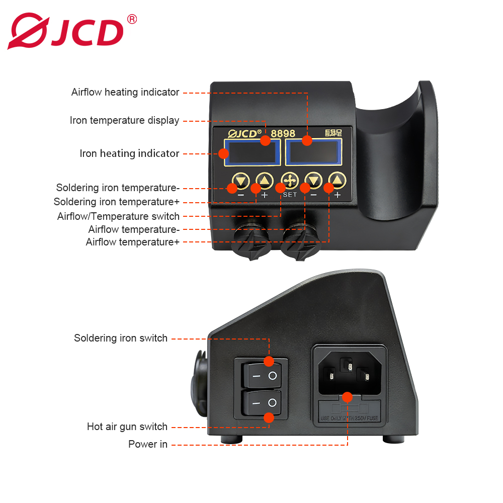 Jcd 8898 750W อุปกรณ์เชื่อมสาย - 2 In 1 Soldering Rework Station 750W บทวิจารณ์และราคา